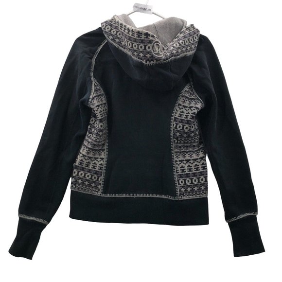 Lululemon Special Edition Scuba Hoodie Fair Isle Knit Womens Size 6 Black Grey - Picture 2 of 7
